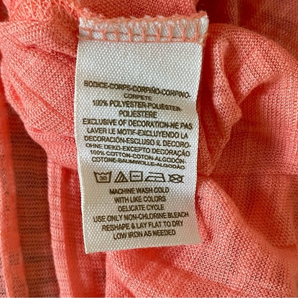 🎃Free People Boho Bright Coral Flowy Top Lace Cut Outs Small - Picture 6 of 7